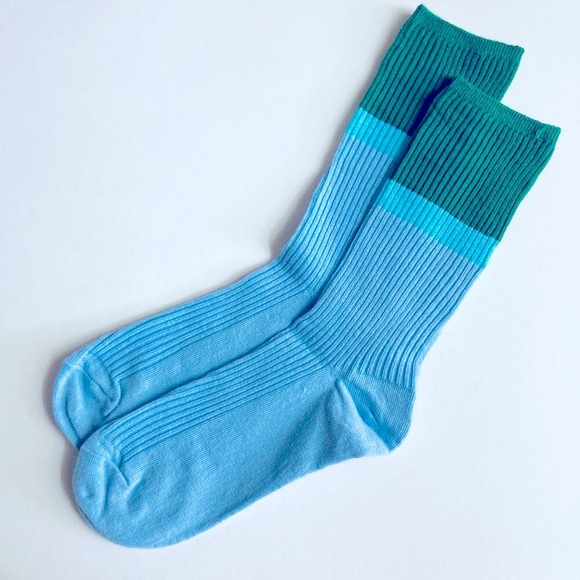 Accessories - Blue & Green Striped Crew Socks
